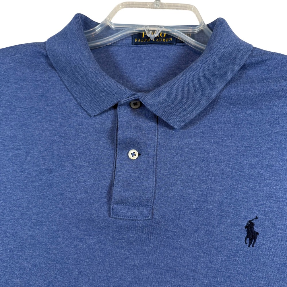 Polo Ralph Lauren Polo Shirt Men XL Blue Heathered Short Sleeve Cotton Pony Logo